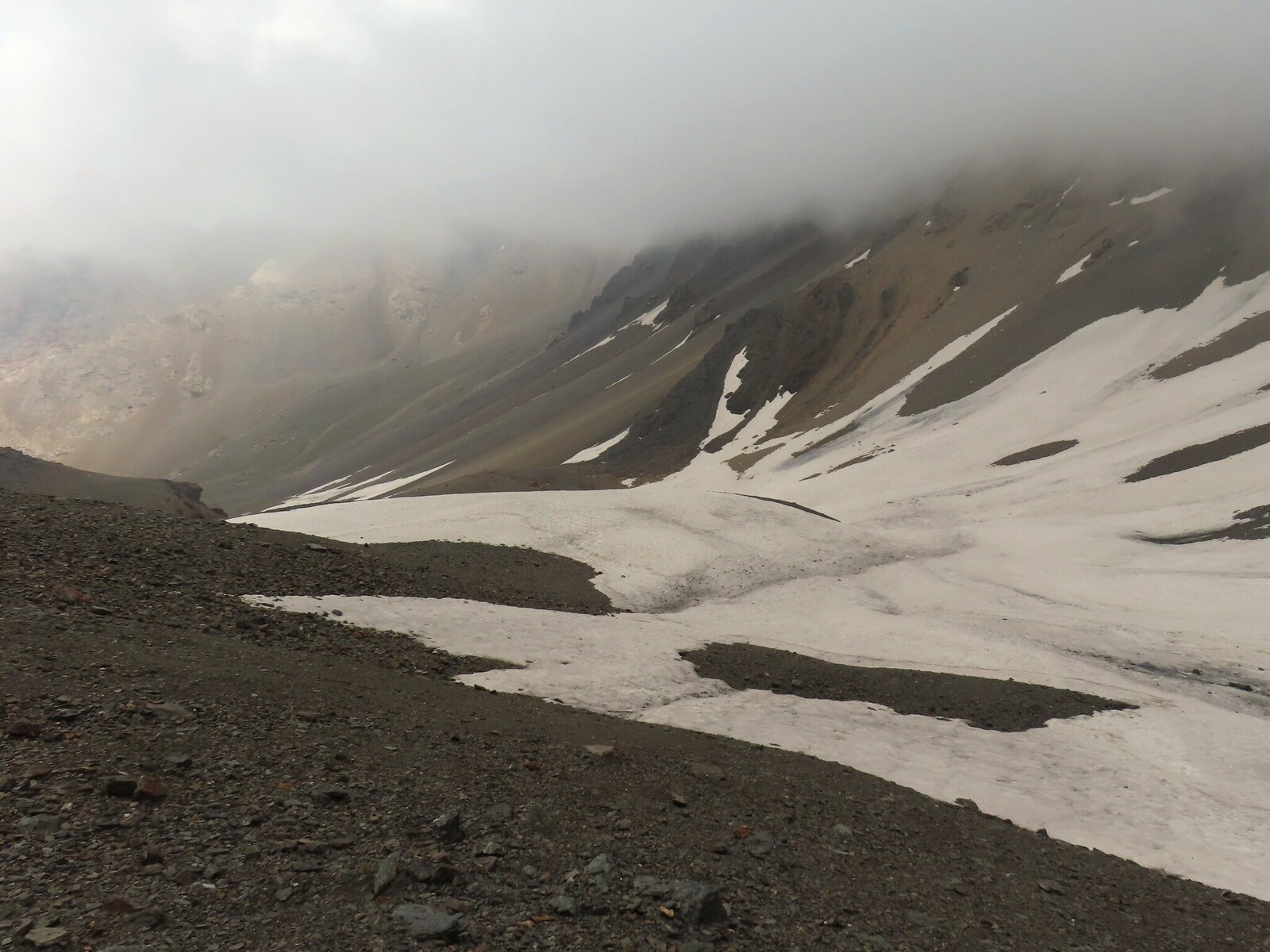     snow valley under the pass