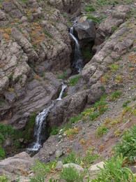        cascade of waterfalls on a stream near my camping place