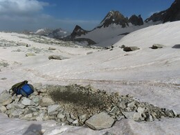     flattened place for the tent