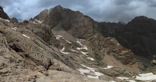   ,        I came to the cliffs, now returning back and going down to the snowfield just below