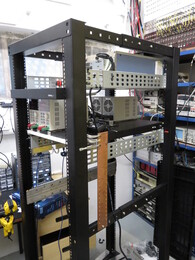 device rack: grounding bar, power supplies