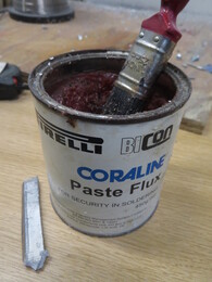 flux and grade D solder (Sn/Pb=70/30)