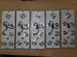 modified front panels: BNC feedthroughs for IN, REF, MON; PCB headers for output